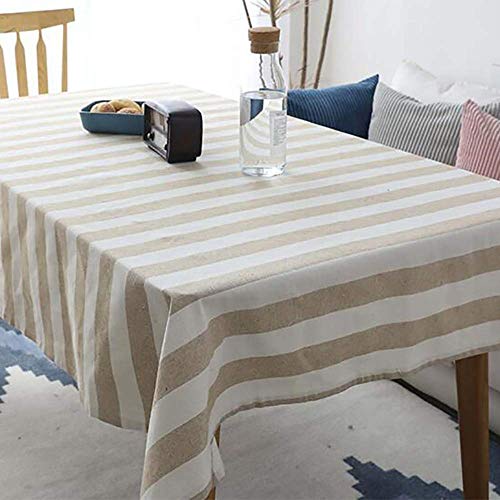 Nappe en coton lin lavable 140x250cm nappe de table rectangulaire marron