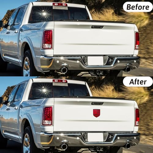 Image of American Flag Emblem Decal Badge Compatible with Dodge Ram 1500 /2500 /3500 (2009-2018, American Flag) (red)