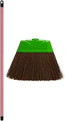 1 Vassoura de Piaçava 30cm Base Plástica Reforçada com Cabo Cerdas Naturais Firmes para Limpeza Pesada de Casa, Quintal, Calçada e Garagem Durável, Eficiente e Ideal para Uso Doméstico e Profissional