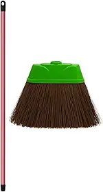 1 Vassoura de Piaçava 30cm Base Plástica Reforçada com Cabo Cerdas Naturais Firmes para Limpeza Pesada de Casa, Quintal, Calçada e Garagem Durável, Eficiente e Ideal para Uso Doméstico e Profissional