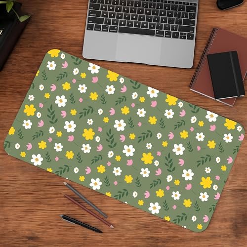 Image of Pastel Bloom Premium Desk Mat | Anti-Skid | Anti-Slip | 60 x 28 cm | Laptop Mat for Work from Home /Office /Gaming- Extended Mouse pad and Keyboard Desk mat