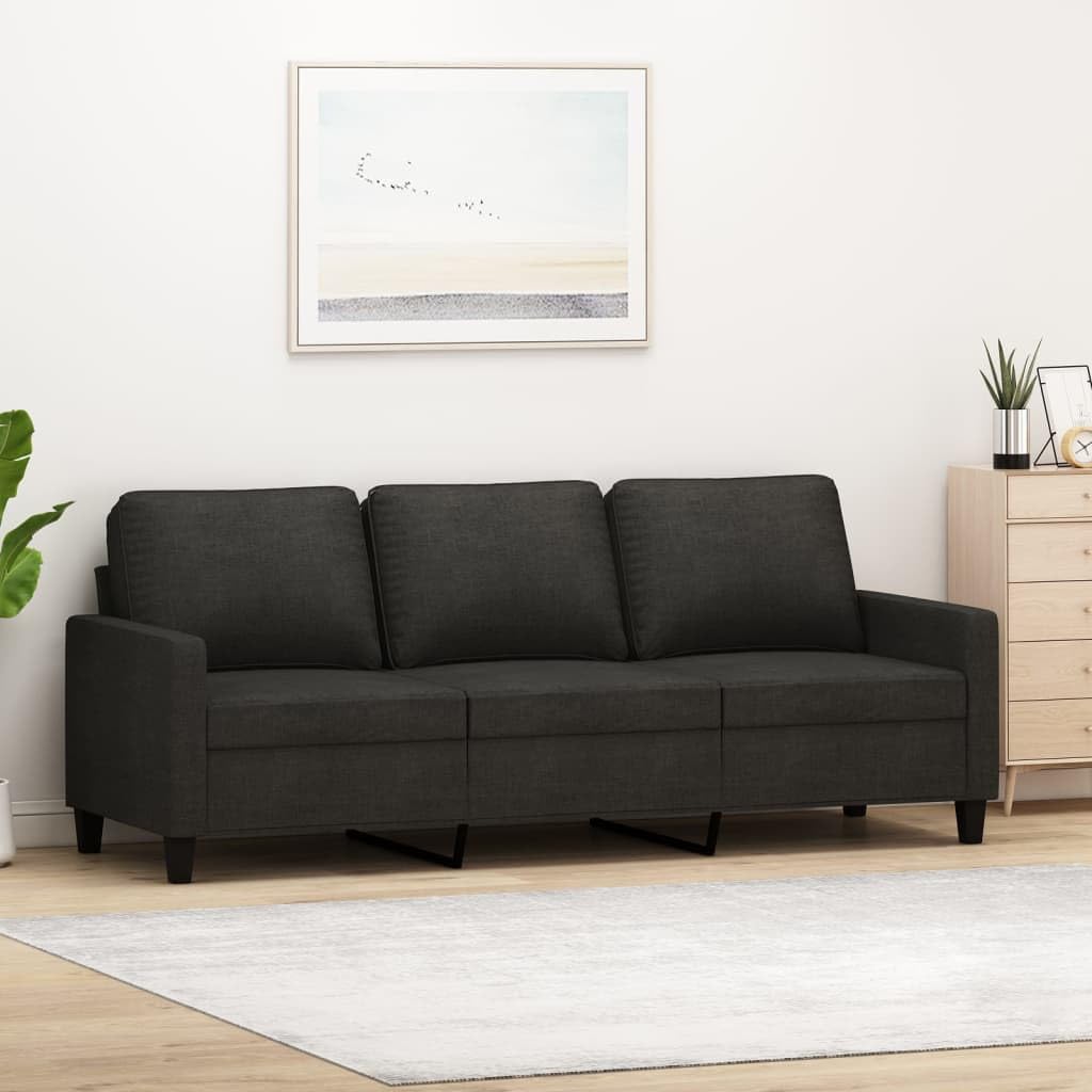 Gecheer Divano Moderno, 3 Posti in Tessuto Nero, 198x77x80 cm