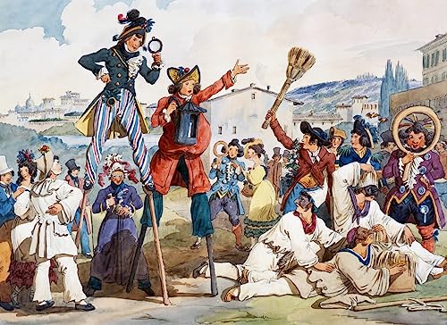 Reproducción artísticas en lienzo de la pintura Carnaval de Bartolomeo Pinelli, 60x90cm
