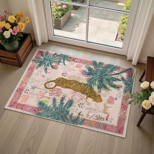 Tapete de entrada con diseño animal print rosa Rugalia 2x3 miniatura 1