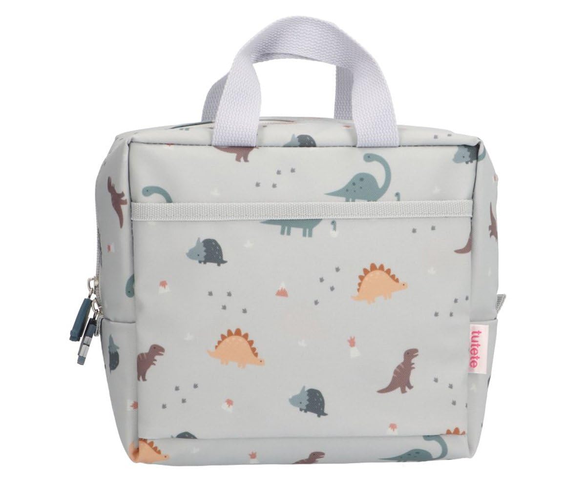 Tutete Bolsa Térmica Porta Alimentos | Nevera Portátil Pequeña y Fácil de Usar para Niños | Ideal para Almuerzos y Meriendas | Con Asas y Bolsillo Exterior, Lavable y Resistente | Dinos World