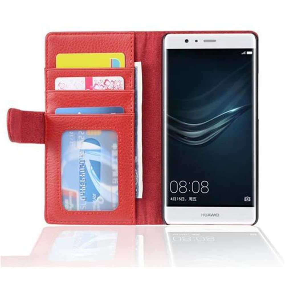 Custodia Cadorabo Flip Per Huawei P9 Lite - Cover Portafoglio Con Chiusura Magnetica Rosso Mela