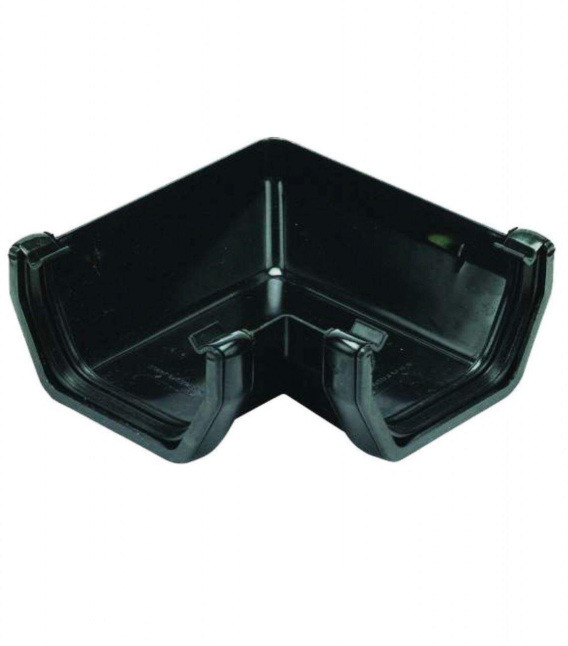 Pack of 2 - FLOPLAST 114mm Square Gutter 90 Degree Angle - Black