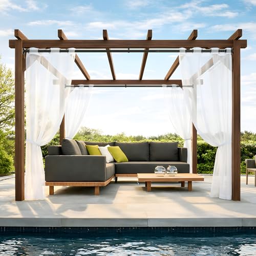 Image of Long Tension Rod 41-166inch Black Tension Curtain Rods no Drilling | 1.26 inch Diameter Outdoor Curtain Rod for Patio,Windows,Anywhere Heavy Duty Spring Rods Adjustable