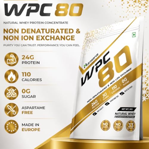 Image of WPC 80 Whey Protein Concentrate Powder | 24g Protein, 3g Carbs, 0g Sugar, Natural Whey with Digestive Enzymes (Coffee, 1kg)