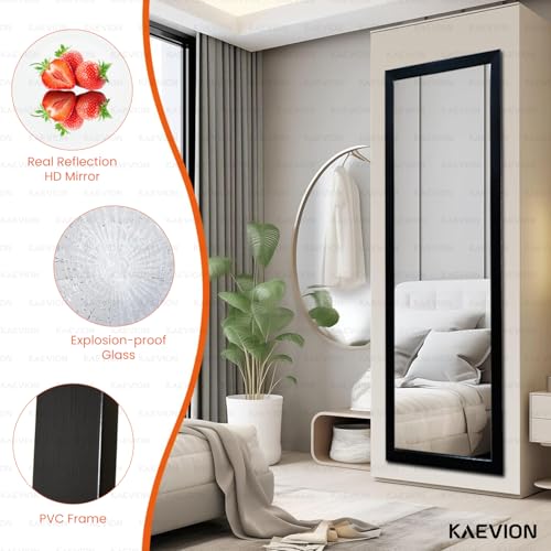 Image of 4.25Ft Full Length Rectangular Solid PVC Framed Wall Hanging Mirror | Black Wall Mirror for Living Room Bedroom Vanity | Dressing Long Mirror for Wall