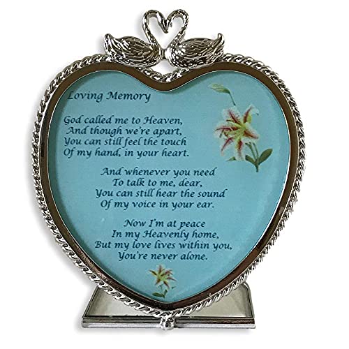 in Loving Memory Heart Candle Holder - God Called Me to Heaven Swans and Floral Design Memorial Gift Measures 3