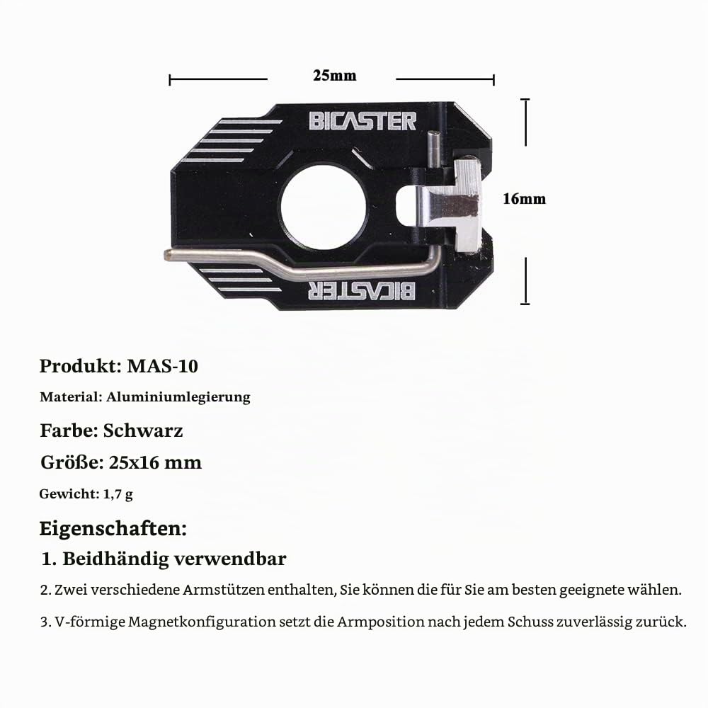 BICASTER Bogenschießen Kissen Kolben + Pfeilauflage beidhändig magnetischer Rückprall – 1 Set (schwarz)