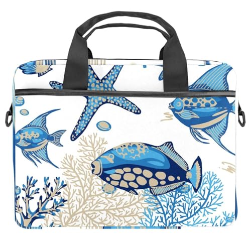 Maletín para laptop de 13, 13.3 y 14.5 pulgadas tipo bandolera multicolor de pez coral
