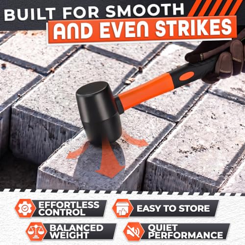 Image of Rubber Mallet Hammer 8 Oz, Soft Face Non-Marring Head (Orange) | Small Mallet with Non-Slip Ergonomic Grip for Woodworking, Tile, Flooring, Furniture Assembly, Jewelry, and Leatherwork