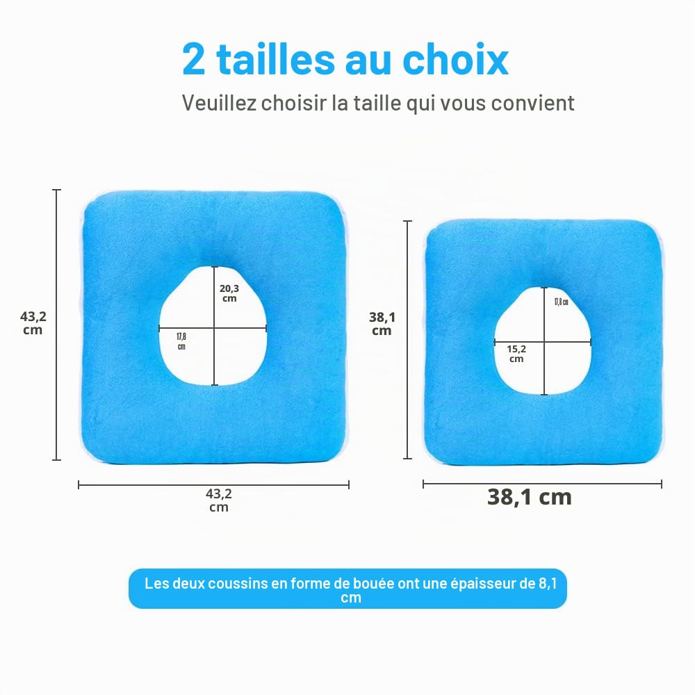MESINURS Coussin Anti-escarres en Forme de Donut pour lit, Personnes âgées, handicapées, Enceintes (43,2 x 43,2 cm, carré)