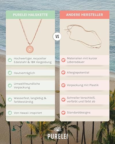 Purelei® Lolani Kette Damen (Roségold) – Halskette Damen aus langlebigem Edelstahl – Wasserfeste Kette mit Anhänger… – Ansicht 4
