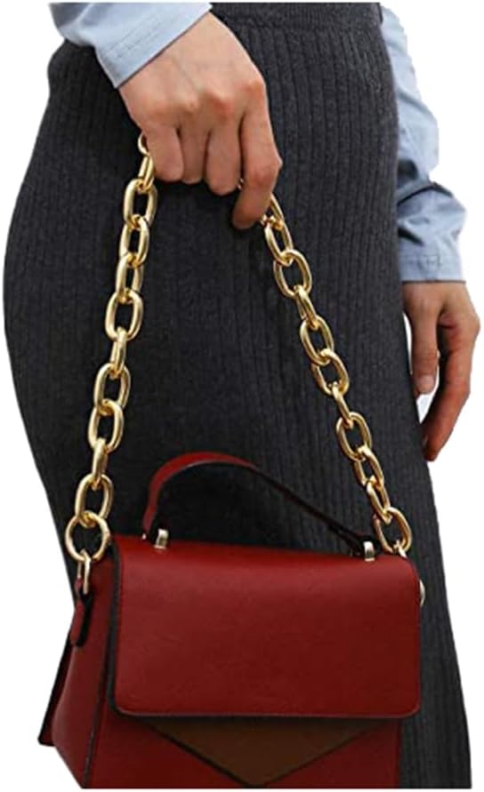 Wiwpar Fashionable O Shape Chunky Metal Purse Chains Shoulder Bag Handle Shoulder Straps Replacement for Women’s Handbags (Gold)