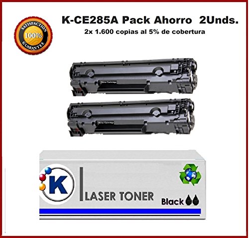 Konver 2 x Toner Compatible con CE285A para impresoras LaserJet PRO M1132mfp, M1212nf, P1100, P1102, P1102w.