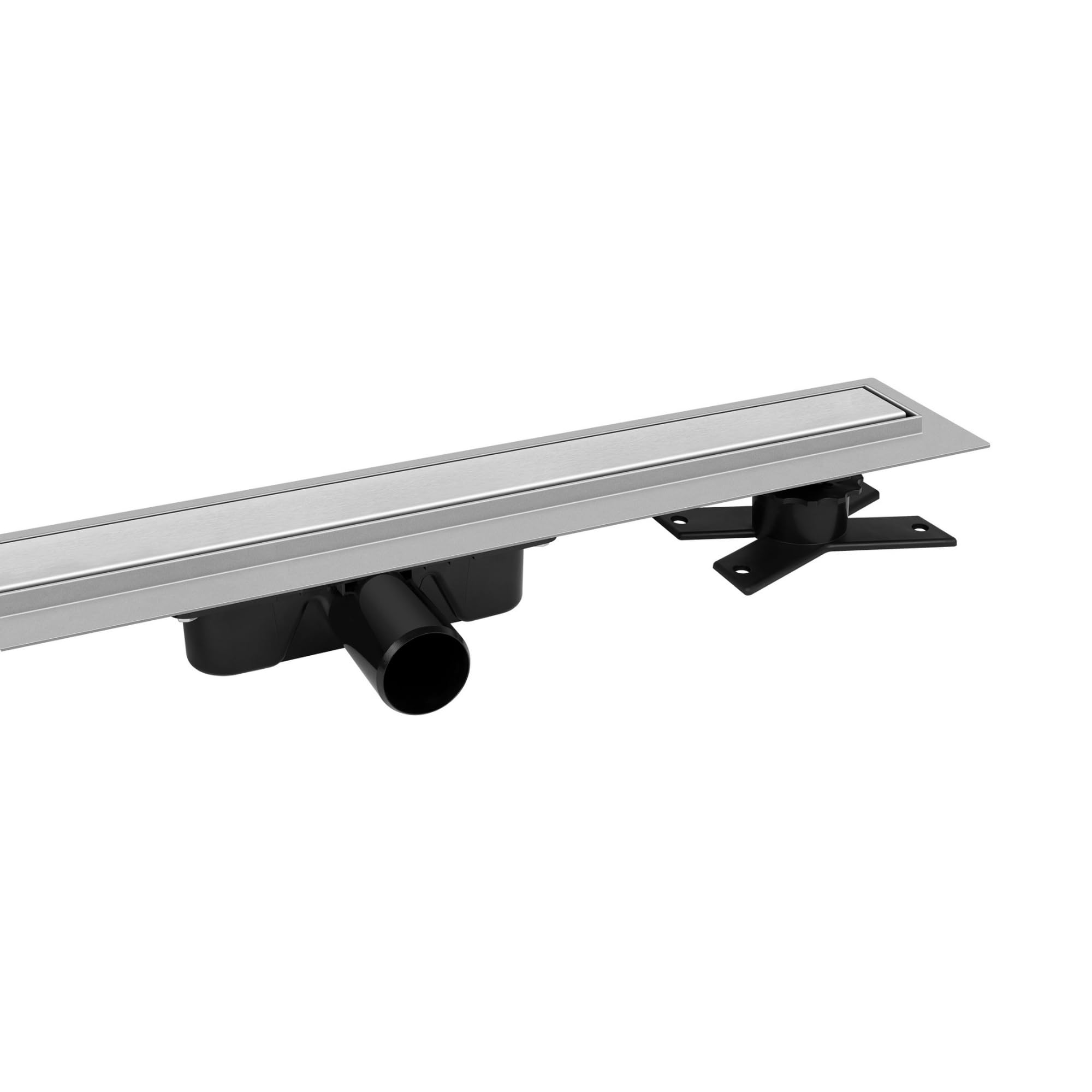 Canaleta de ducha Premium SLX Duo – Acero inoxidable AISI 304, óxido enlosable, sifón Ø50, colador de pelo, patas de montaje, manguito de sellado, 60 a 100 cm (60 cm)