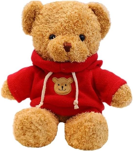 11.8" Teddy Bear Stuffed Animal Cute Teddy Bear with Hoodie Plush Toy for Kids,Red
