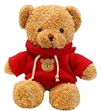 CHELEI2019 11.8' Teddy Bear Stuffed Animal Cute Teddy Bear with Hoodie Plush Toy for Kids,Red