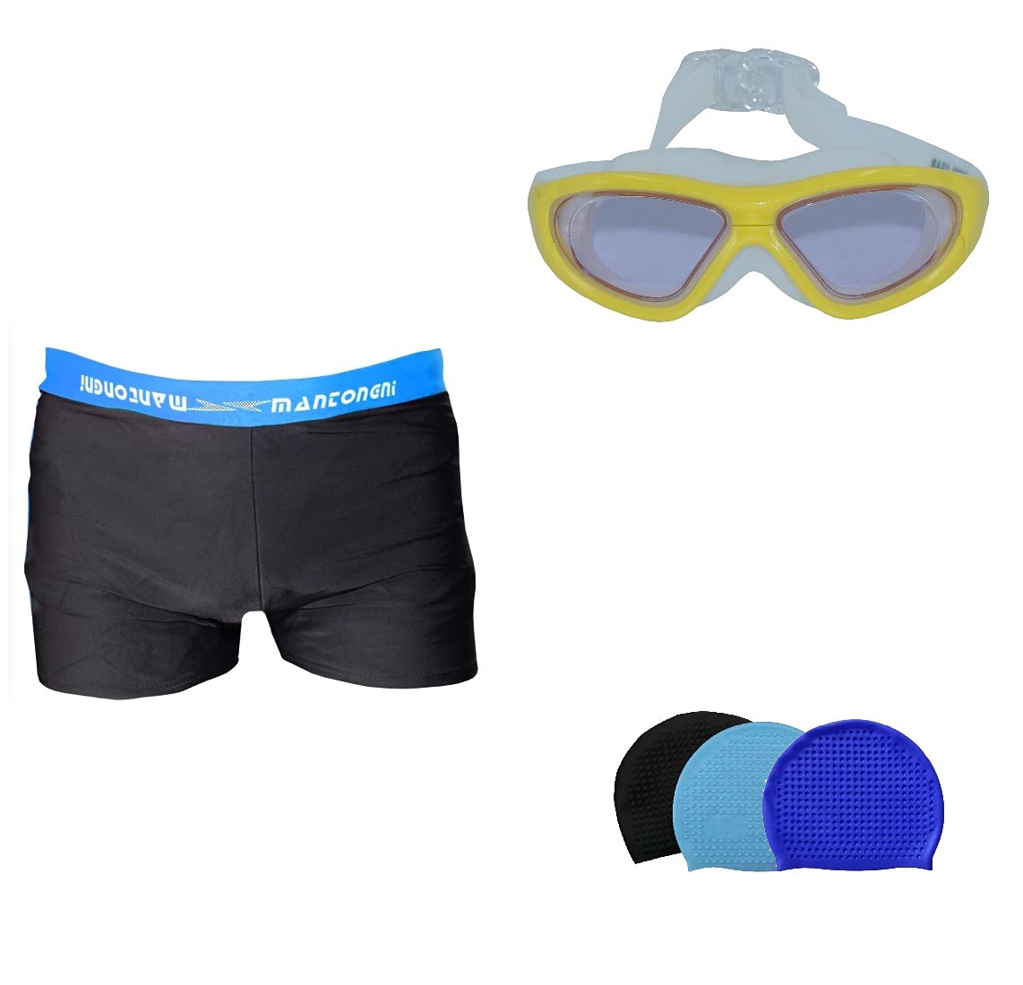 MENS COSTUME IS-5508 BLACK ROYAL MANTONGNI WITH POCKET SIZE FREE SIZE WITH GOGGLES SILICONE IS-SG LARGE WITH BOX GREY AND 100% SILICONE SWIMMING CAP BIG DIMPLE SKY-image-25