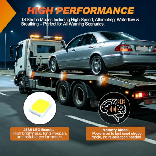 Image of Nilight Magnetic Strobe Lights 2PCS Amber White 12 LED Rechargeable