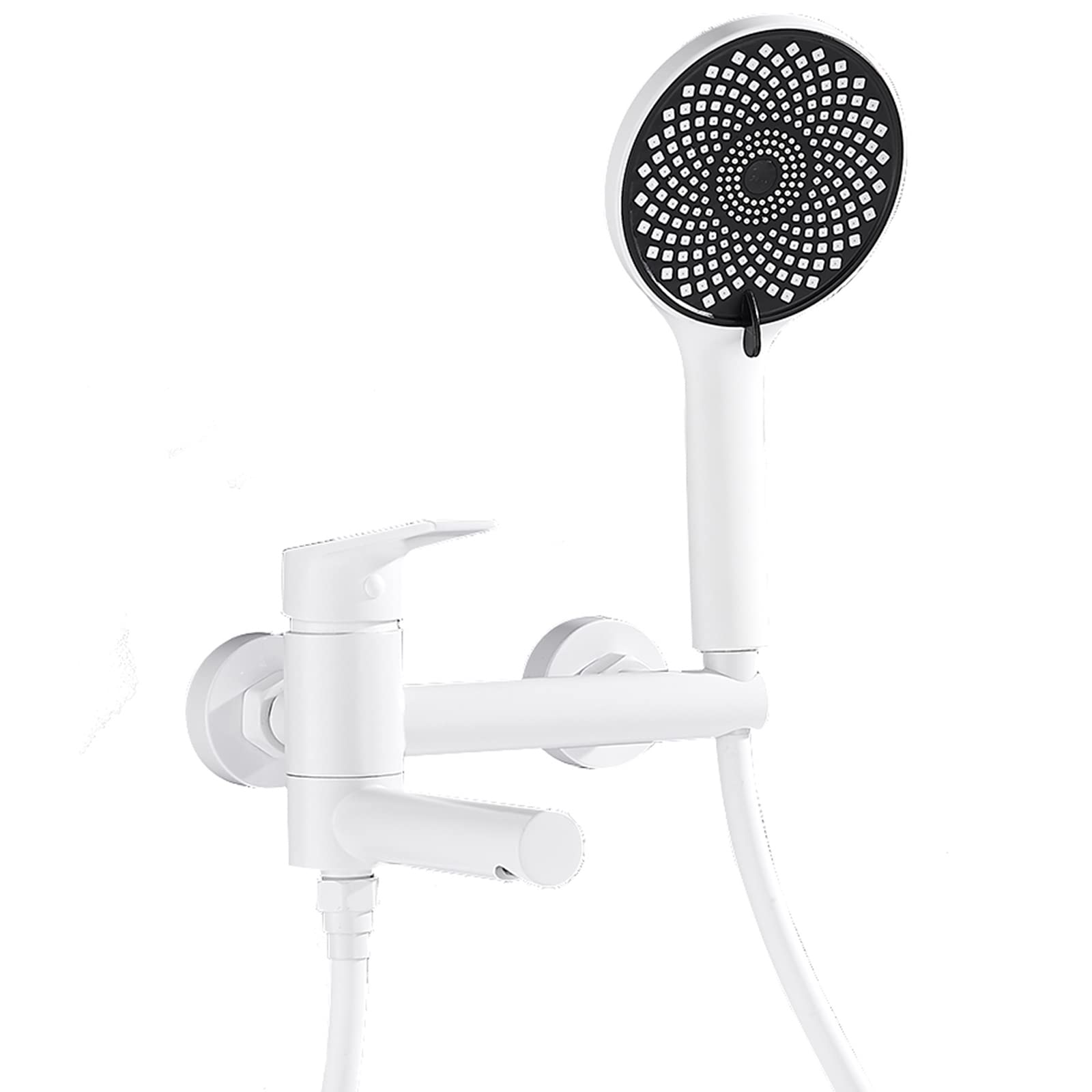ZYCHSJXA Shower Faucet SetBathroom White, Brass Bathtub with 3 Function Hand, 90° Swivel Spout Tub Filler, Household Hot and Cold Mixer Tap,A