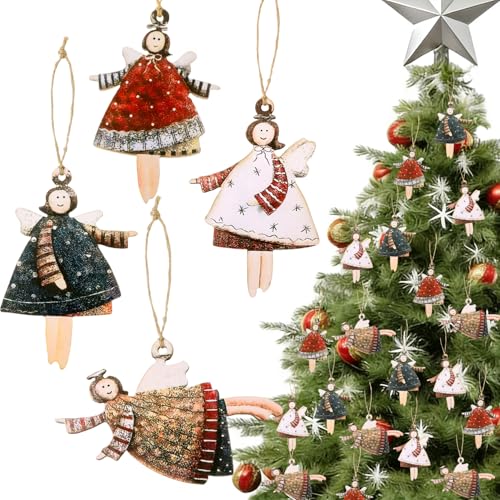 JOLCEEY 24 Stück Weihnachts Engel Anhänger Holz, Engel Anhänger...