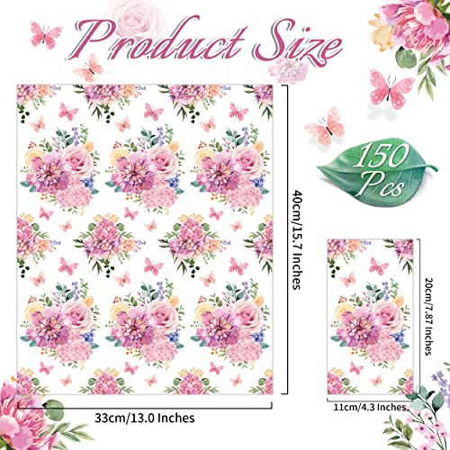 Algpty 150 Pack Floral Paper Napkins For Guest, Paper Napkins Disposable Decorative For Wedding Birthday Dinner Spring Party, Watercolor Flower Paper Hand Towels For Bathroom Guest Party Napkins #TOP1