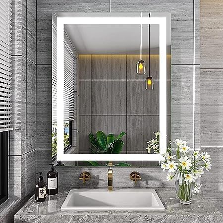 MIRROR WORLD Stylish Rectangular Wall Mirror for Bathroom Mirror 3 Lighting Changeable Feature Color Temperature Adjustable, Wall-Mounted Mirror Dressing Room–Rectangle Shape (18x24 inch)-W10.