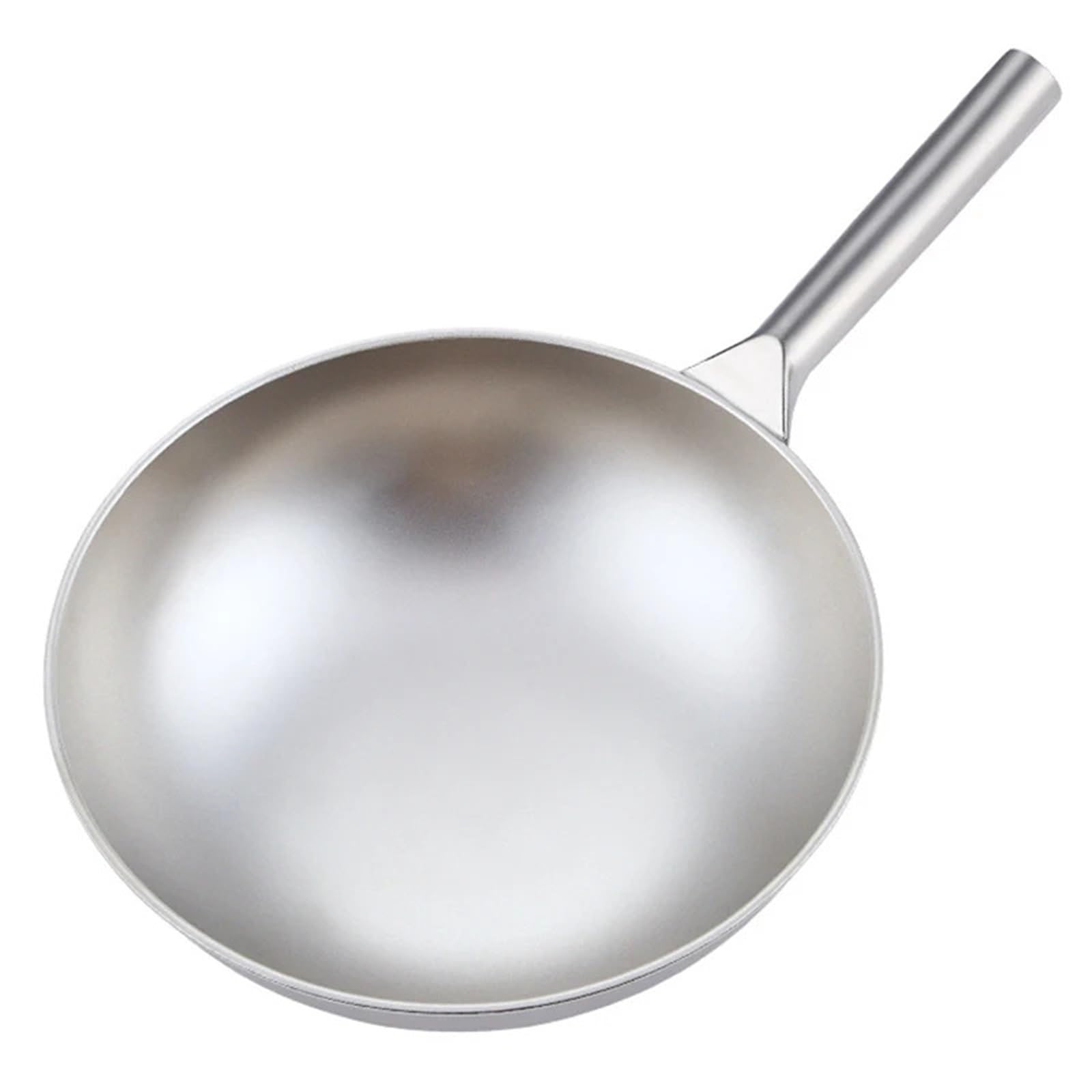 ASerZenith Wok Pan Titanium Wok Kitchen Cookware Uncoated Non-Stick Pan Frying Household Round Bottom Pot,Sliver-34Cm