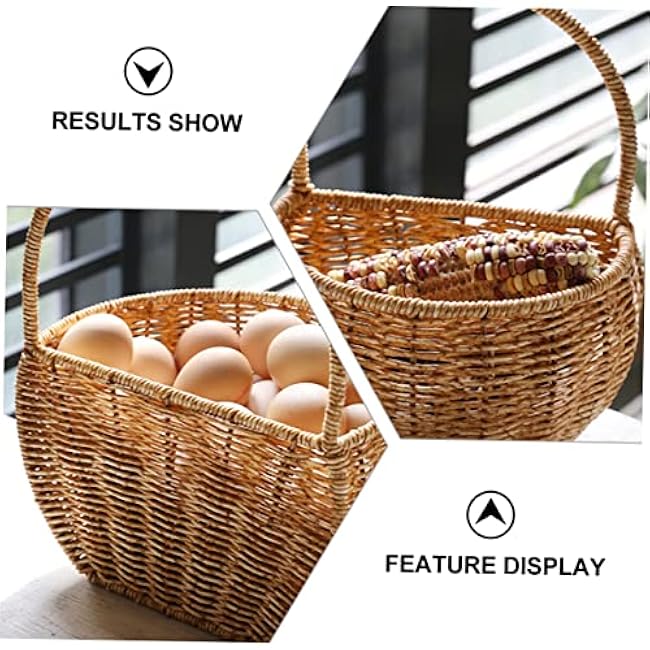 BESTYASH Rustic Rattan Egg Storage Basket Wall Mounted Kitchen Organizer for Household Sundries Fresh Pastoral Style Container Odor Plastic Liner Neat Daily Necessities Holder