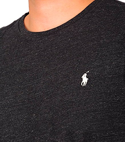 Image of Polo Ralph Lauren Men's Classic Fit Crew-Neck T-Shirt Cotton (Large, Black Heather (White Pony))