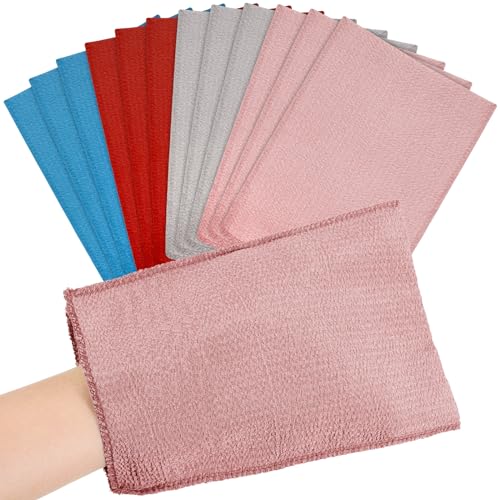 Image of Tatuo 12 Pack Korean Exfoliating Mitts, Italy Towel,8 x 5.5 in,Pastel | Body Washcloth, Remove Dead Skin, Viscose Rayon Scrubber for Home Spa, for Keratosis Pilaris, Reusable Full Body Use
