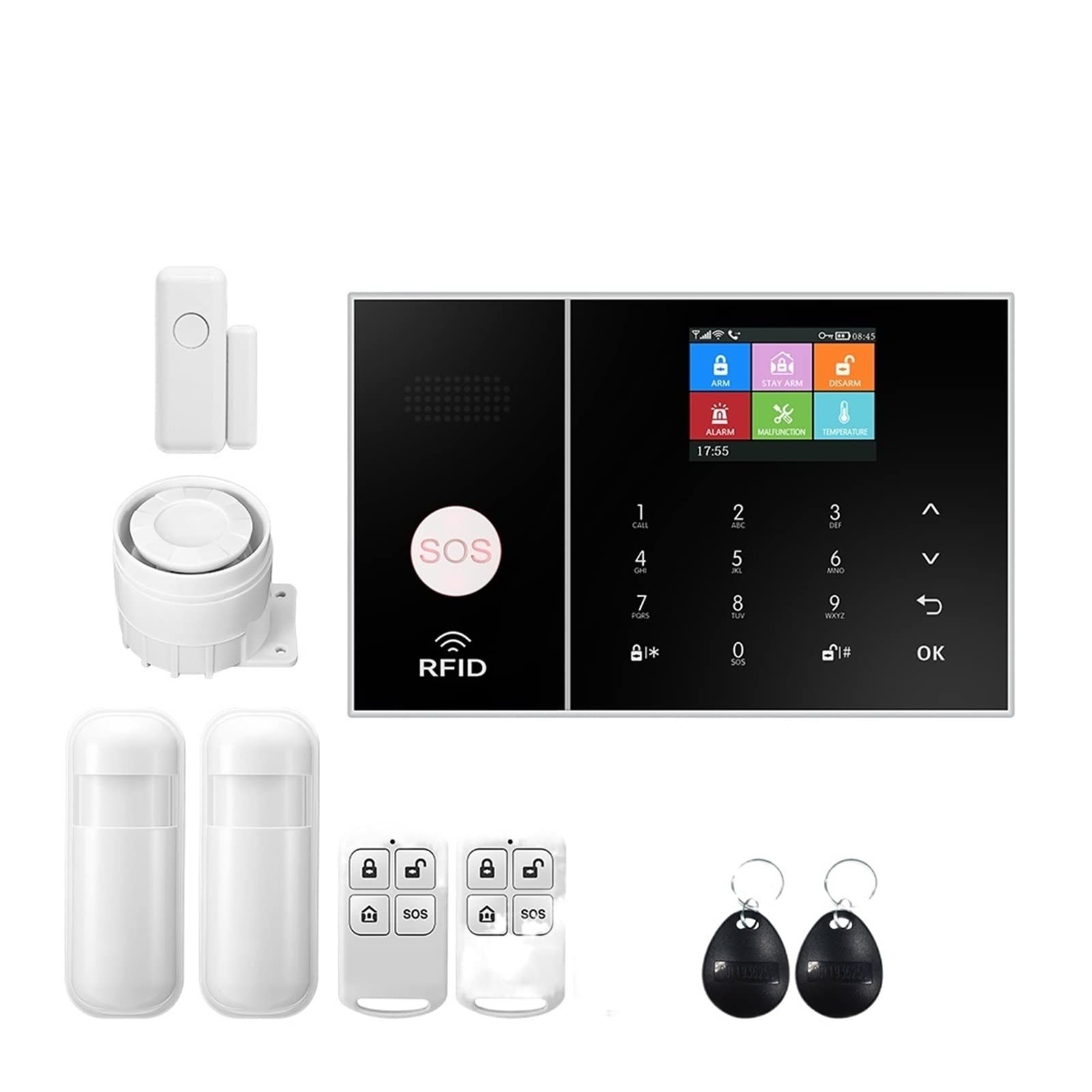 Kit Allarme Casa, Sicurezza Tuya GSM di allarme WiFi for la sicurezza aziendale Alarming Wareless Wireless Lavoro con sensore di porta Alexa(C)