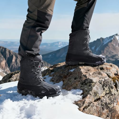 NORTIV 8 Men's 170390-M Grey Black Insulated Waterproof Work Winter Snow Boots Size 6.5 M US