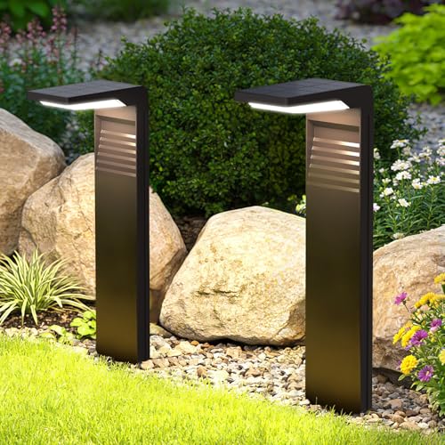 LES FLEURS Solarlampen für Außen, 6 Stück LED Solar-Wegeleuchten, IP55 Wasserdicht, Warmweiß/Kaltweiß, Automatische Dämmerungssensor, solarleuchten garten für Garten Terrasse Einfahrt Gehweg Deko