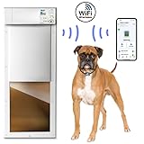 New, Improved Power PET® Automatic WiFi Dog Door by High Tech Pet, Operated by Ultrasonic Pet Collar, App Controlled, Air Tight with Secure Auto Dead Bolt Lock and 24-7 Entry & Exit Timers - Large