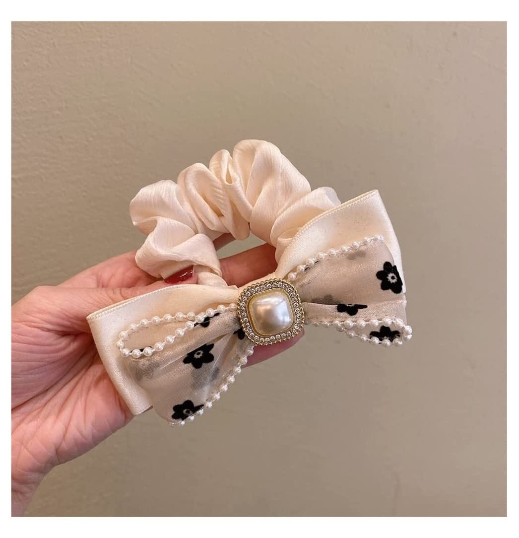 Feste Elastici Capelli 2pcs Ragazza Capelli Bowknot Scrunchie Ciondolo Perla Cravatte Per Porta Cavallo Elastici Per Decorazione