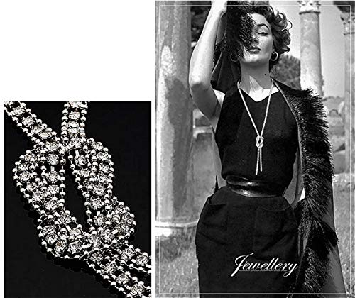Cathercing Crystal Knot Pendant Long Necklace for Women Sweater Chain Statement Necklace Choker Adjustable Elegant Jewelry Rhinestone Accessories Dressy Collocation Winter Evening Party Wedding4