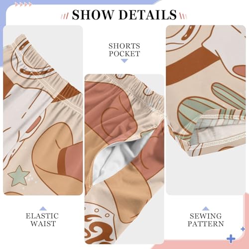 Cowboy Hat Boys Pants Boys Athletic Pants Long Pant for Boywith Pockets Wide-Leg Size 6-14Y4