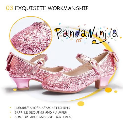 Image of PANDNAINJIA Girls Dress Shoes Toddler Heels Mary Jane Pumps