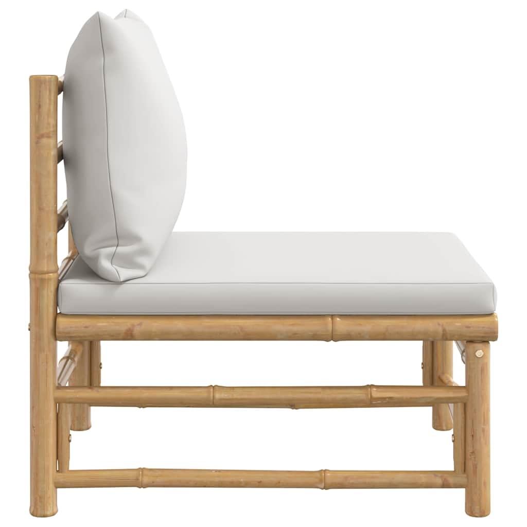 vidaXL Canapé Central de Jardin avec Coussins Gris Clair Bambou