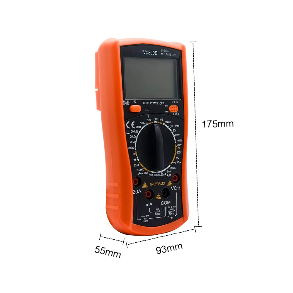 LCD Digital Multimeter Voltmeter Amperemeter Ohmmeter AC DC Strom Spannungsprüfer Meter misst Widerstand, Diode, Transister, Frequenz, Kapazität und Kontinuität