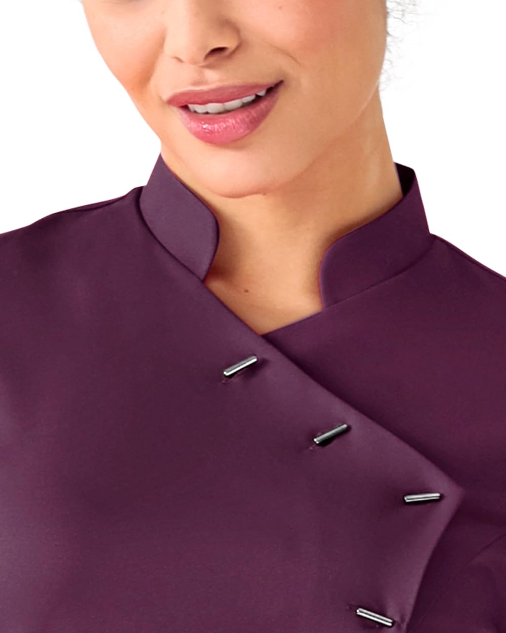 CLINIC DRESS Kasack Damen |1/2 Arm | Slim Fit | 4-Wege-Stretch | asymmetrische Knopfleiste | Stehkragen | Länge ca .75cm | Industriewäsche geeignet | 60 Grad Wäsche
