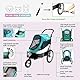Petique Trailblazer Jogger Hundewagen für mittelgroße Hunde & Katzen, Luftreifen, verstellbarer Griff, Pee Pad, 3 Leinen, Regenhaube, Fahrradadapter – Farbe: Neptune