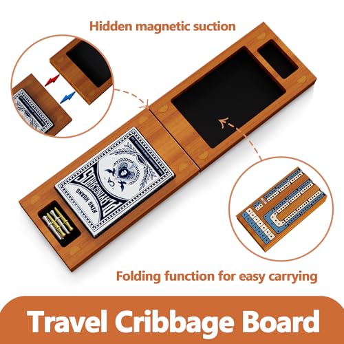 Juego de Mesa Cribbage Pequeño de Viaje Plegable de Madera miniatura 4
