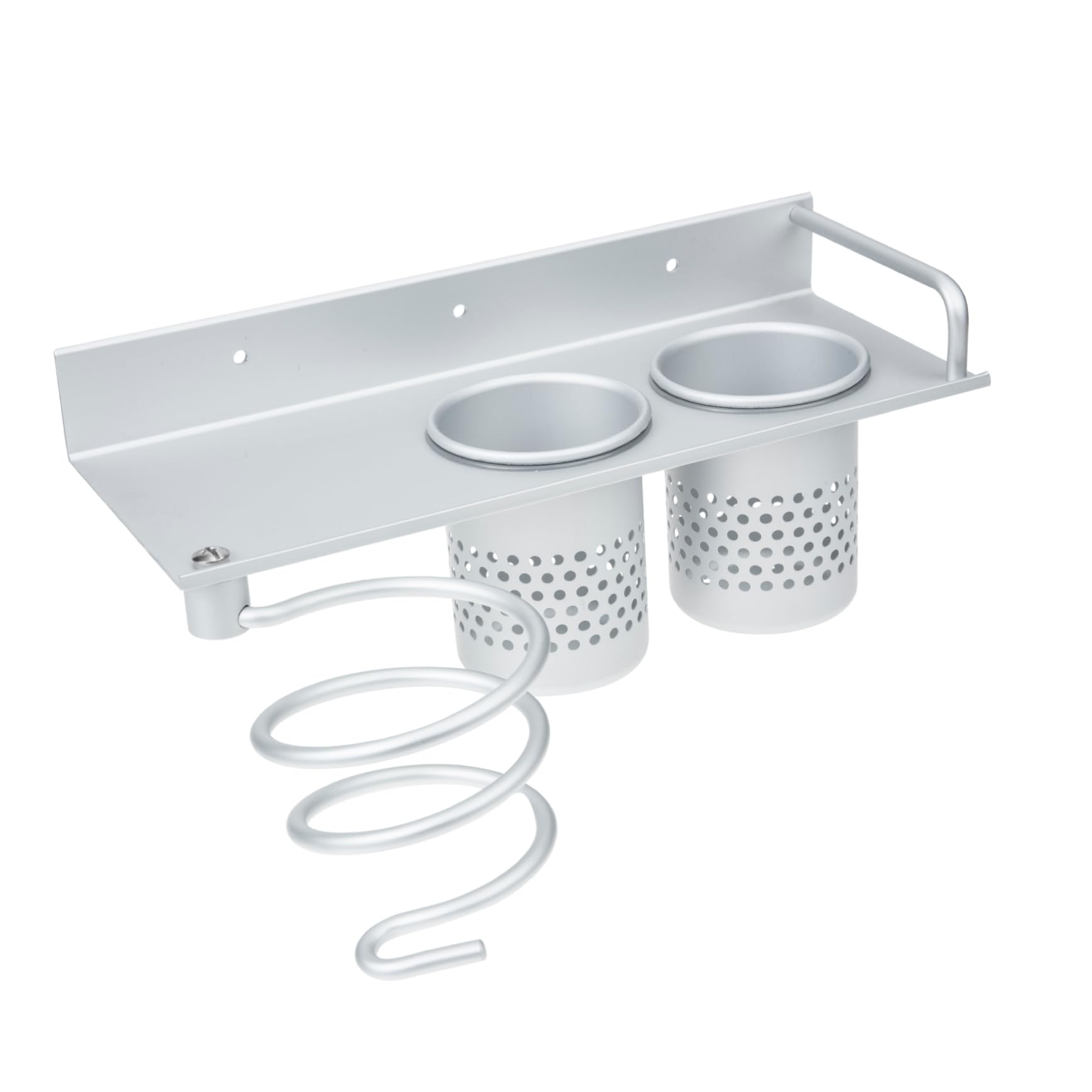 Healeved Soporte de Pared Organizador de Baño para Secador de Pelo sin Perforaciones, Aluminio Espacial, Colgante, para Baño y Dormitorio