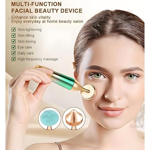 Image of KIMEE 3-in-1 Electric Facial and Neck Massager for Women | Anti Wrinkle and Anti Aging Beauty Device with Vibration Massage Modes | Face Slimming, Sculpting, Firming, Tightening, Smoothing Tool